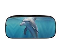 VFMKT Leather Pencil Bag Waterproof Cute Pen Case Travel Cosmetic Makeup Bag Organizer Pen Holder for Men Women,Winter The Dolphin
