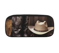 VFMKT Leather Pencil Bag Waterproof Cute Pen Case Travel Cosmetic Makeup Bag Organizer Pen Holder for Men Women,Cowboy Black Hat Western Boots