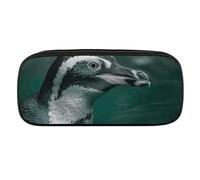 VFMKT Leather Pencil Bag Waterproof Cute Pen Case Travel Cosmetic Makeup Bag Organizer Pen Holder for Men Women,A Penguin in The Water
