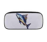 VFMKT Leather Pencil Bag Waterproof Cute Pen Case Travel Cosmetic Makeup Bag Organizer Pen Holder for Men Women,Fish Art