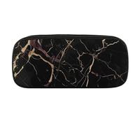 VFMKT Leather Pencil Bag Waterproof Cute Pen Case Travel Cosmetic Makeup Bag Organizer Pen Holder for Men Women,Black Gold Marble