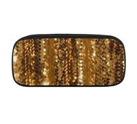 VFMKT Leather Pencil Bag Waterproof Cute Pen Case Travel Cosmetic Makeup Bag Organizer Pen Holder for Men Women,Gold Sequin Sparkle