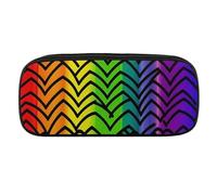 VFMKT Leather Pencil Bag Waterproof Cute Pen Case Travel Cosmetic Makeup Bag Organizer Pen Holder for Men Women,Gay Pride Rainbow Pattern