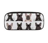 VFMKT Leather Pencil Bag Waterproof Cute Pen Case Travel Cosmetic Makeup Bag Organizer Pen Holder for Men Women,French Bulldog