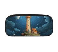 VFMKT Leather Pencil Bag Waterproof Cute Pen Case Travel Cosmetic Makeup Bag Organizer Pen Holder for Men Women,Catoon Whale Lighthouse