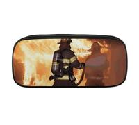 VFMKT Leather Pencil Bag Waterproof Cute Pen Case Travel Cosmetic Makeup Bag Organizer Pen Holder for Men Women,Firefighter Fireman Flame