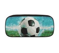 VFMKT Leather Pencil Bag Waterproof Cute Pen Case Travel Cosmetic Makeup Bag Organizer Pen Holder for Men Women,Soccer Ball Background