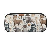 VFMKT Leather Pencil Bag Waterproof Cute Pen Case Travel Cosmetic Makeup Bag Organizer Pen Holder for Men Women,Raccoon Animals
