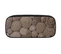 VFMKT Leather Pencil Bag Waterproof Cute Pen Case Travel Cosmetic Makeup Bag Organizer Pen Holder for Men Women,Petoskey Stone