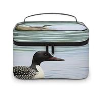 VFMKT Loon Nature Birds Makeup Bag Portable Travel Cosmetic Bag Zipper Makeup Organizer Toiletry Bag for Women Ladies, Loon Nature Birds, 25x18x15cm