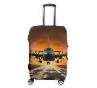 VFMKT Military Plane Landing On Airforce Runways Against Beautiful DuSky Travel Luggage Cover Elastic Washable Suitcase Cover Dustproof Anti-Scratch Suitcase Protector Fits 19-32 Inch Luggage, style,