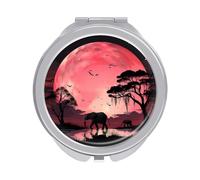 VFMKT Moon Elephant Travel Makeup Mirror Portable Folding Cosmetic Compact Mirror Mini Pocket Mirror for Purses with 2 X 1x Magnification