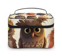 VFMKT Owls Birds Makeup Bag Portable Travel Cosmetic Bag Zipper Makeup Organizer Toiletry Bag for Women Ladies, Owls Birds, 25x18x15cm