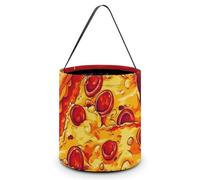 VFMKT Painting Pizza Halloween Trick Or Treat Bag Reusable Halloween Candy Bucket Candy Bag Grocery Bags with Handles for Halloween Party Supplies Favors, Style, One Size