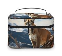VFMKT Panther Mountain Lion Makeup Bag Portable Travel Cosmetic Bag Zipper Makeup Organizer Toiletry Bag for Women Ladies, Panther Mountain Lion, 25x18x15cm