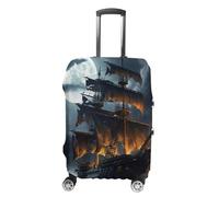 VFMKT Pirate Sailboat Full Moon Travel Luggage Cover Elastic Washable Suitcase Cover Dustproof Anti-Scratch Suitcase Protector Fits 19-32 Inch Luggage, style, Small