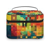 VFMKT Pixel Art Pattern Makeup Bag Portable Travel Cosmetic Bag Zipper Makeup Organizer Toiletry Bag for Women Ladies, Pixel Art Pattern, 25x18x15cm