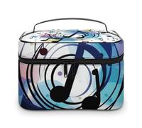 VFMKT Polka Dot Music Note Makeup Bag Portable Travel Cosmetic Bag Zipper Makeup Organizer Toiletry Bag for Women Ladies, Polka Dot Music Note, 25x18x15cm