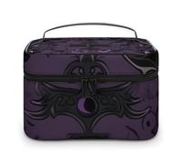 VFMKT Purple Black Goth Spooky Makeup Bag Portable Travel Cosmetic Bag Zipper Makeup Organizer Toiletry Bag for Women Ladies, Purple Black Goth Spooky, 25x18x15cm
