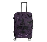 VFMKT Purple Black Goth Spooky Travel Luggage Cover Elastic Washable Suitcase Cover Dustproof Anti-Scratch Suitcase Protector Fits 19-32 Inch Luggage, style, L