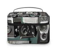 VFMKT Retro Cool Camera Collection Makeup Bag Portable Travel Cosmetic Bag Zipper Makeup Organizer Toiletry Bag for Women Ladies, Retro Cool Camera Collection, 25x18x15cm