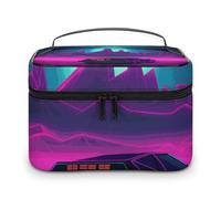 VFMKT Retrowave Pictures Makeup Bag Portable Travel Cosmetic Bag Zipper Makeup Organizer Toiletry Bag for Women Ladies, Retrowave Pictures, 25x18x15cm