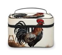 VFMKT Rooster Makeup Bag Portable Travel Cosmetic Bag Zipper Makeup Organizer Toiletry Bag for Women Ladies, Rooster, 25x18x15cm