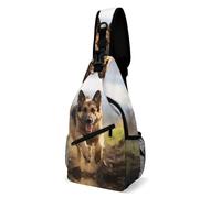 VFMKT Running German Shepherd Dog Sling Bag Waterproof Lightweight Crossbody Chest Bag Casual Travel Hiking Daypack for Women Men, Style, 38x20cm