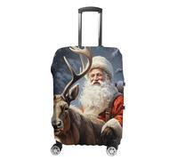 VFMKT Santa Claus And Deer Elk Travel Luggage Cover Elastic Washable Suitcase Cover Dustproof Anti-Scratch Suitcase Protector Fits 19-32 Inch Luggage, style, Small