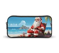 VFMKT Santa Claus At Beach Pencil Case Cute Pen Bag Large Capacity Pencil Pouch Makeup Cosmetic Bag for Women Men