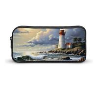 VFMKT Sea Lighthouse Sandbeach Pencil Case Cute Pen Bag Large Capacity Pencil Pouch Makeup Cosmetic Bag for Women Men