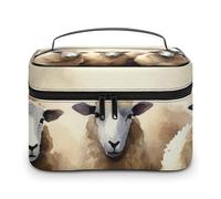VFMKT Sheeps Watercolor Makeup Bag Portable Travel Cosmetic Bag Zipper Makeup Organizer Toiletry Bag for Women Ladies, Sheeps Watercolor, 25x18x15cm