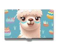 VFMKT Slim Metal Business Card Holder Portable Business Card Case Pocket Name Card Holder Alpaca Patterm Wallet for Men Women Office Travel, style, One Size