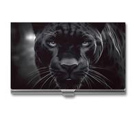 VFMKT Slim Metal Business Card Holder Portable Business Card Case Pocket Name Card Holder Animal Panther Wallet for Men Women Office Travel, style, One Size