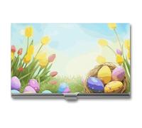 VFMKT Slim Metal Business Card Holder Portable Business Card Case Pocket Name Card Holder April Easter Wallet for Men Women Office Travel