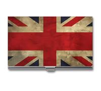 VFMKT Slim Metal Business Card Holder Portable Business Card Case Pocket Name Card Holder British Flag Wallet for Men Women Office Travel, style, One Size