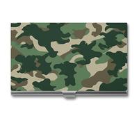 VFMKT Slim Metal Business Card Holder Portable Business Card Case Pocket Name Card Holder Camouflage Green Wallet for Men Women Office Travel, style, One Size