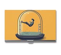VFMKT Slim Metal Business Card Holder Portable Business Card Case Pocket Name Card Holder Cartoon Pictures Wallet for Men Women Office Travel, style, One Size