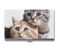 VFMKT Slim Metal Business Card Holder Portable Business Card Case Pocket Name Card Holder Cats Wallet for Men Women Office Travel, style, One Size