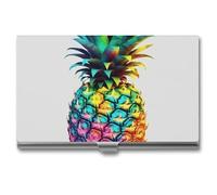 VFMKT Slim Metal Business Card Holder Portable Business Card Case Pocket Name Card Holder Colored Pineapple Wallet for Men Women Office Travel, style, One Size