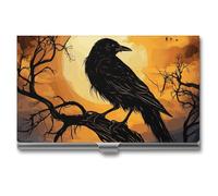 VFMKT Slim Metal Business Card Holder Portable Business Card Case Pocket Name Card Holder Crow Wallet for Men Women Office Travel, style, One Size
