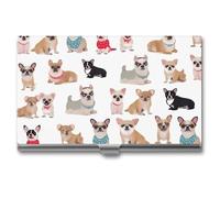 VFMKT Slim Metal Business Card Holder Portable Business Card Case Pocket Name Card Holder Cute Chihuahua Pug Pattern Wallet for Men Women Office Travel, style, One Size