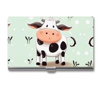 VFMKT Slim Metal Business Card Holder Portable Business Card Case Pocket Name Card Holder Cute Cow Polka Dot Wallet for Men Women Office Travel, style, One Size