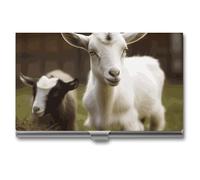 VFMKT Slim Metal Business Card Holder Portable Business Card Case Pocket Name Card Holder Cute Goat Wallet for Men Women Office Travel, style, One Size