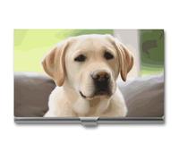 VFMKT Slim Metal Business Card Holder Portable Business Card Case Pocket Name Card Holder Cute Labrador Dog Wallet for Men Women Office Travel, style, One Size