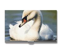 VFMKT Slim Metal Business Card Holder Portable Business Card Case Pocket Name Card Holder Cute Little Swan Wallet for Men Women Office Travel, style, One Size