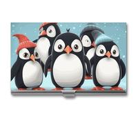 VFMKT Slim Metal Business Card Holder Portable Business Card Case Pocket Name Card Holder Cute Penguins Wallet for Men Women Office Travel, style, One Size