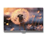 VFMKT Slim Metal Business Card Holder Portable Business Card Case Pocket Name Card Holder Dandelion Flower Wallet for Men Women Office Travel, style, One Size