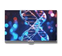 VFMKT Slim Metal Business Card Holder Portable Business Card Case Pocket Name Card Holder DNA Genetic Helix Wallet for Men Women Office Travel, style, One Size