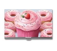 VFMKT Slim Metal Business Card Holder Portable Business Card Case Pocket Name Card Holder Donut And Cupcake Wallet for Men Women Office Travel